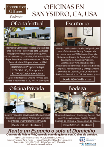 Oficina Compartida Disponible en San Ysidro