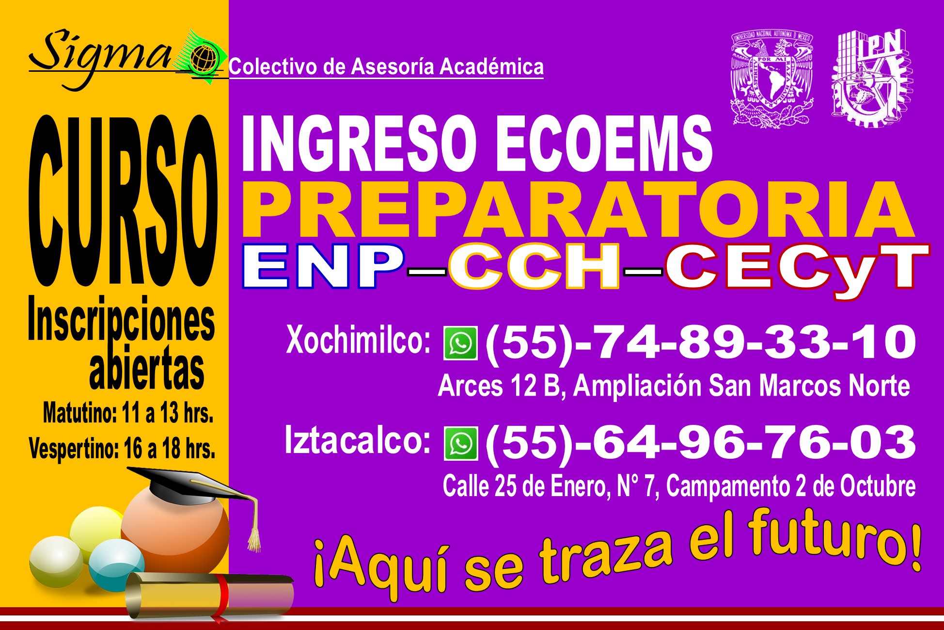 Ingreso a Preparatoria y/o Vocacional: ECOEMS (ENP-CCH-CECyT)