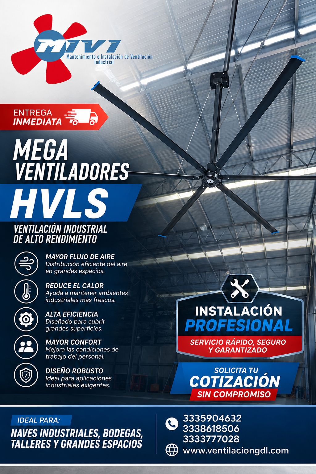 Mega Ventiladores HVLS – MIVI VENTILACION