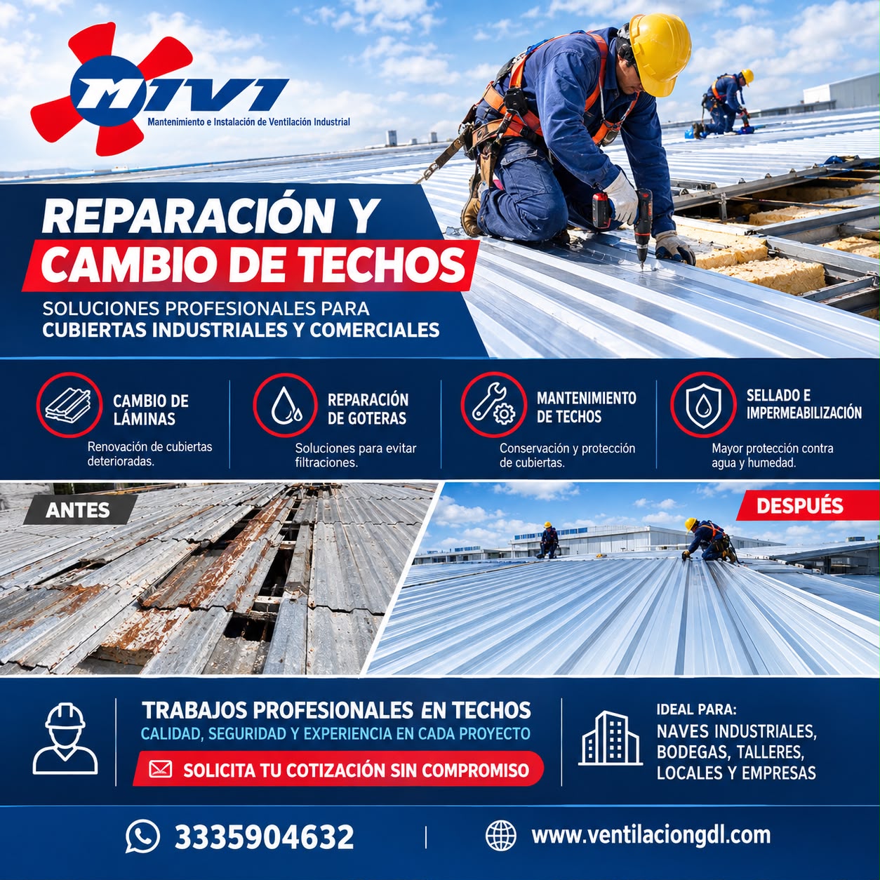 Mantenimiento de laminas y techos – Mivi ventilacion